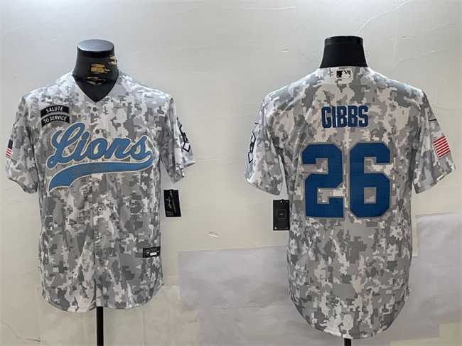 Men's Detroit Lions #26 Jahmyr Gibbs 2024 Arctic Camo Salute To Service Stitched Baseball Jersey,We sell and wholesale Men's Detroit Lions #26 Jahmyr Gibbs 2024 Arctic Camo Salute To Service Stitched Baseball Jersey on line form chian!